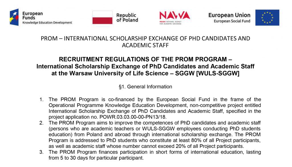 PROM – INTERNATIONAL SCHOLARSHIP EXCHANGE OF PHD CANDIDATES AND ACADEMIC STAFF